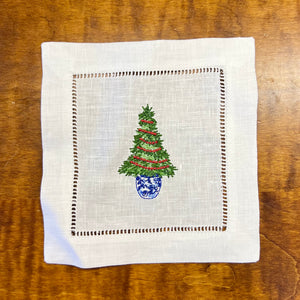 Chinoiserie Christmas Tree Cocktail Napkins