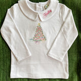 Personalized Girl’s Christmas Peter Pan Collar Top