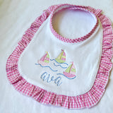 Gingham Trim Baby Bib